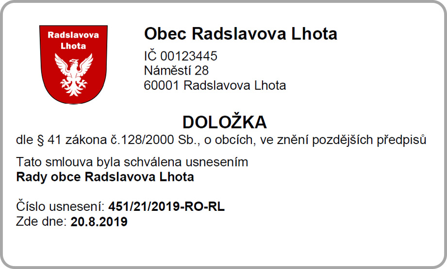 Takto vypadá doložka právního jedání obce